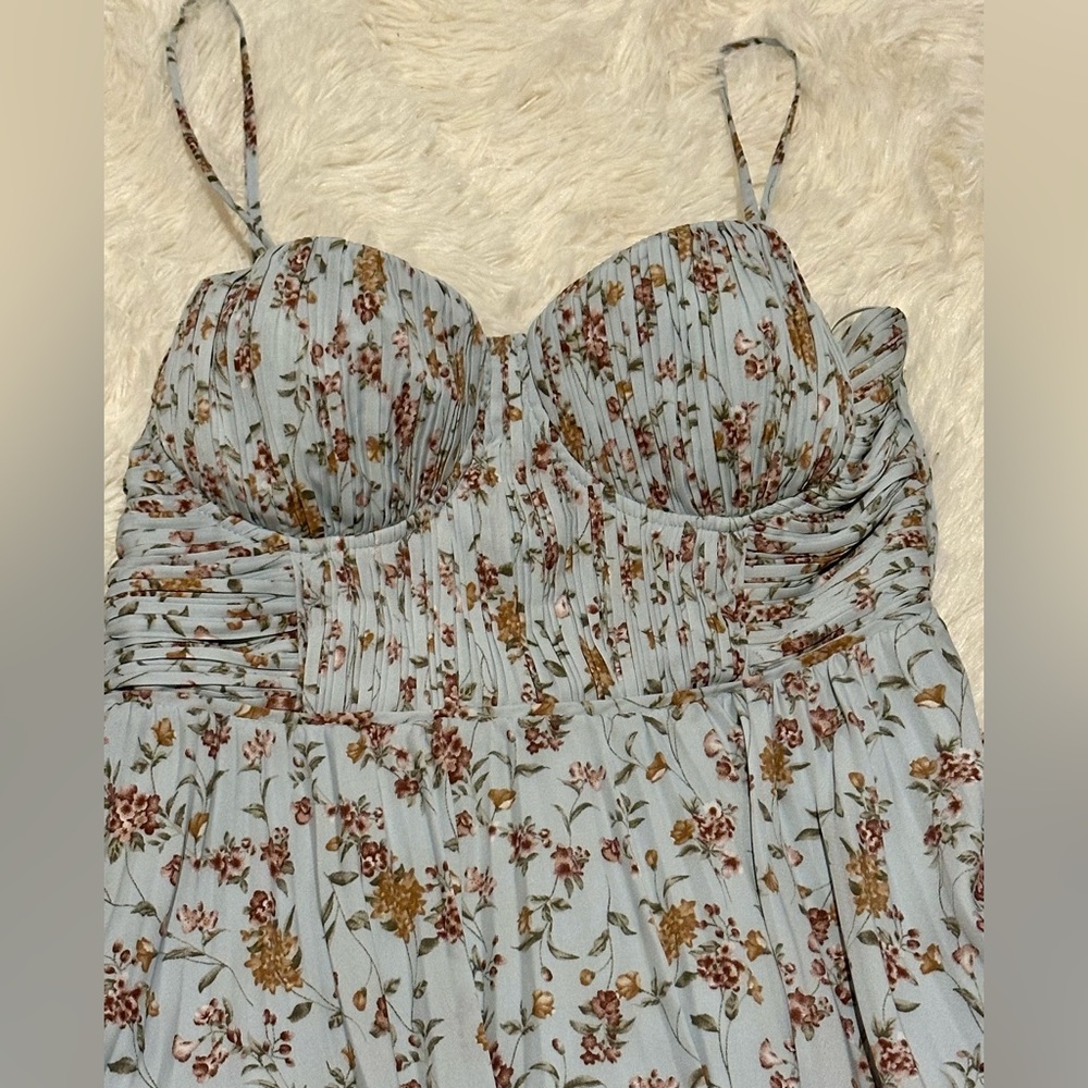 Lulu's Blue Floral Tiered Maxi Dress - Picture 2 of 6
